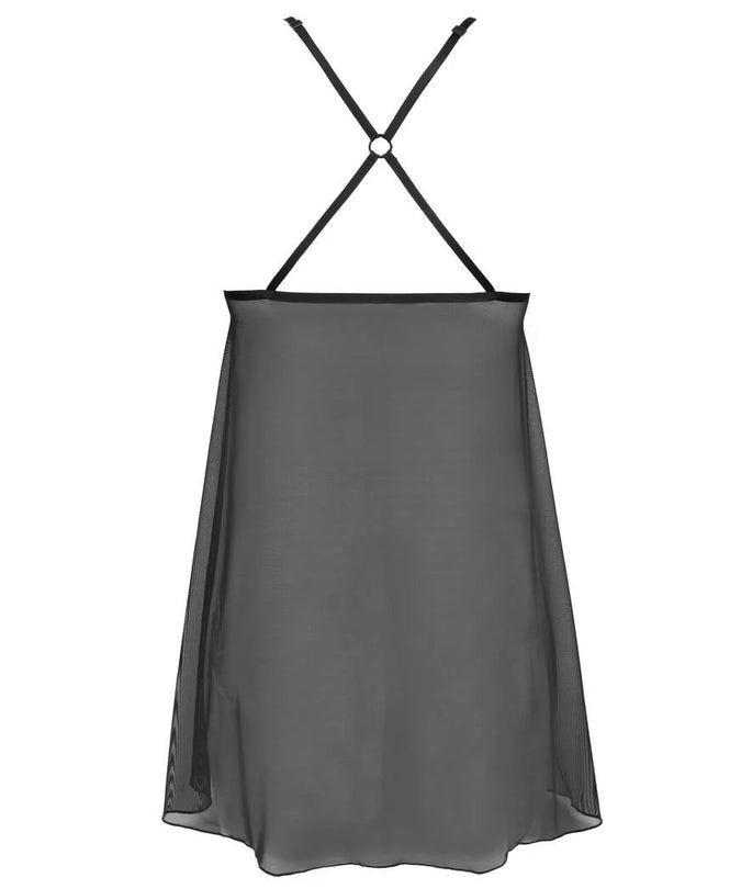 Atelier Amour – Dernier Frisson babydoll met opening aan de voorkant - Zwart & Rood