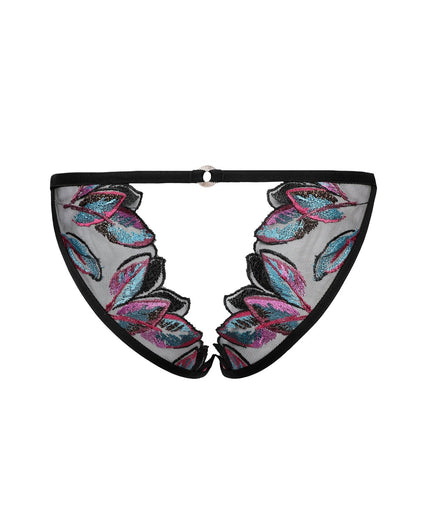 Atelier Amour – Oiseau de Paradis Open Slip - Zwart Atelier Amour Oiseau de Paradis Open Brief – Flowered - Pleasurements