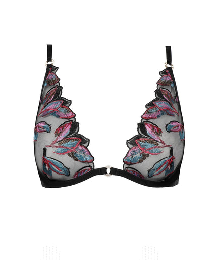 Atelier Amour – Oiseau de Paradis Triangel BH met beugel - Zwart Atelier Amour Oiseau de Paradis Wired Triangle Bra – Flowered - Pleasurements