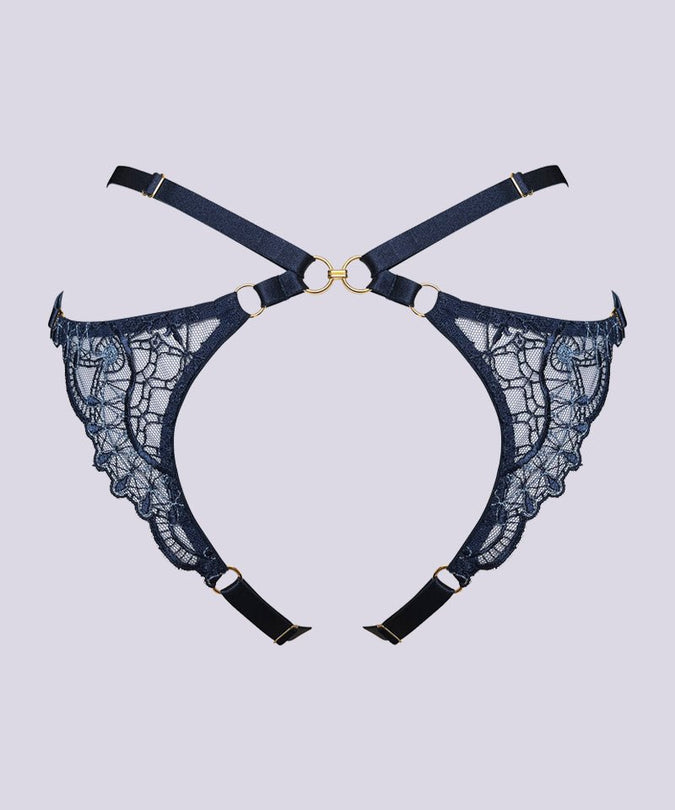 Bordelle Mari Open Back Brief Navy Blue - Pleasurements