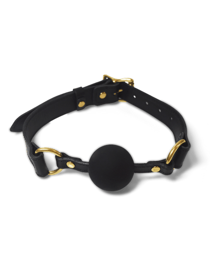 Black Leather Ball Gag New Coco de Mer Black Leather Ball Gag - Pleasurements