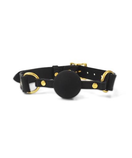 Black Leather Ball Gag New Coco de Mer Black Leather Ball Gag - Pleasurements