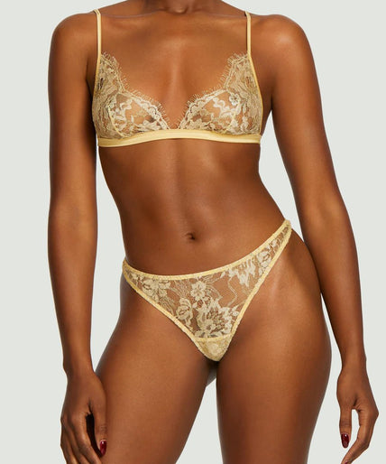 Fiorella Soft Cup Triangle Bra Goud Coco de Mer Fiorella Thong Gold - Pleasurements