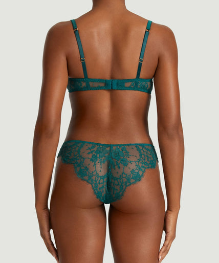 Coco de Mer Nilima balconnete-bh in blauw-groen Coco de Mer Nilima Balcony Bra in Teal - Pleasurements