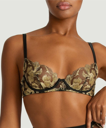 Coco de Mer Oriana Plunge BH in Zwart & Goud Coco de Mer Oriana Plunge Bra in Black & Gold - Pleasurements
