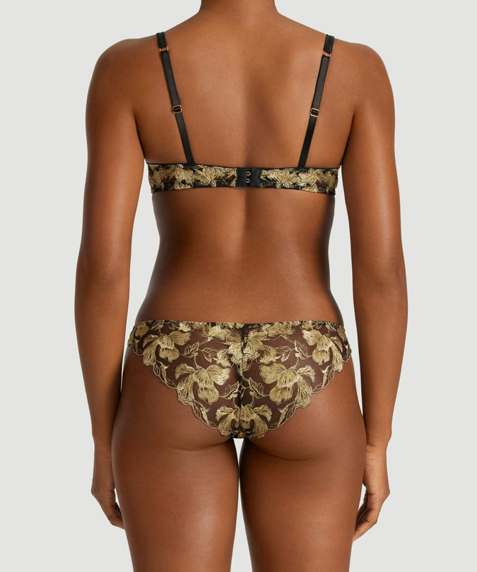 Coco de Mer Oriana Plunge Bra in Black & Gold - Pleasurements