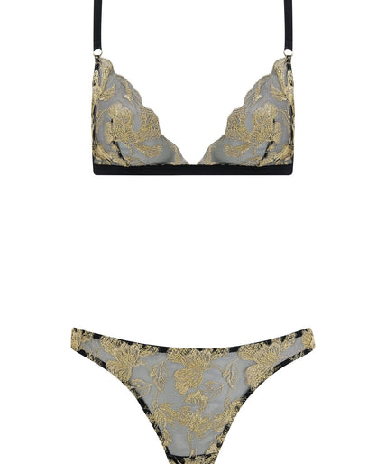 Coco de Mer Oriana Triangle BH in Zwart & Goud Coco de Mer Oriana Triangle Bra in Black & Gold - Pleasurements