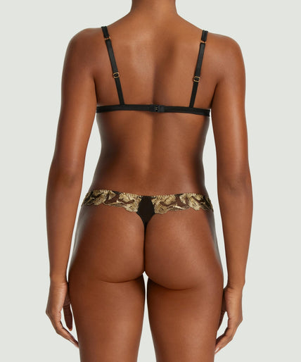 Coco de Mer Oriana Triangle BH in Zwart & Goud Coco de Mer Oriana Triangle Bra in Black & Gold - Pleasurements