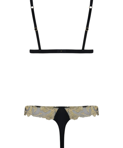 Coco de Mer Oriana Triangle BH in Zwart & Goud Coco de Mer Oriana Triangle Bra in Black & Gold - Pleasurements