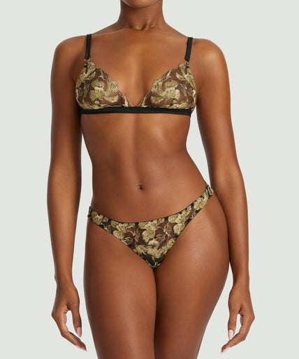 Coco de Mer Oriana Triangle BH in Zwart & Goud Coco de Mer Oriana Triangle Bra in Black & Gold - Pleasurements