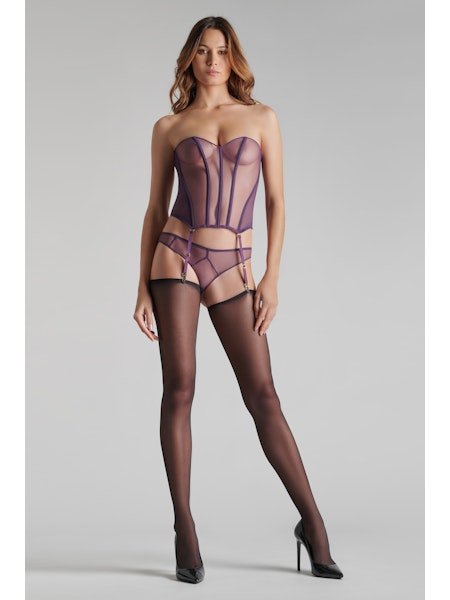 Maison Close L'Amoureuse Corset with Suspenders Purple Orchid - Pleasurements