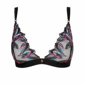 Atelier Amour – Oiseau de Paradis Triangel BH zonder beugels - Zwart Atelier Amour Oiseau de Paradis Unwired Triangle Bra – Flowered - Pleasurements