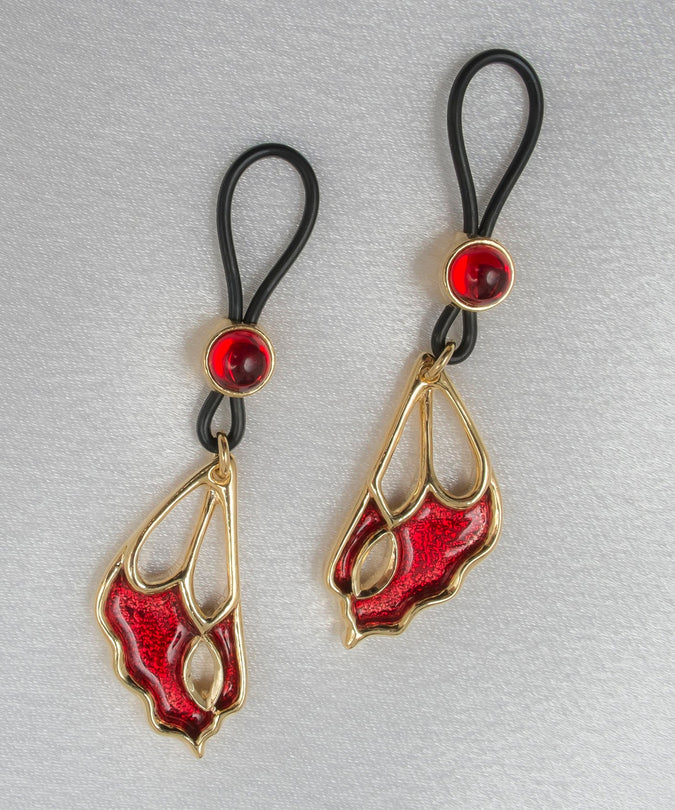 Sylvie Monthulé Dual Red Butterfly Wings Nipple Design Gold - Pleasurements