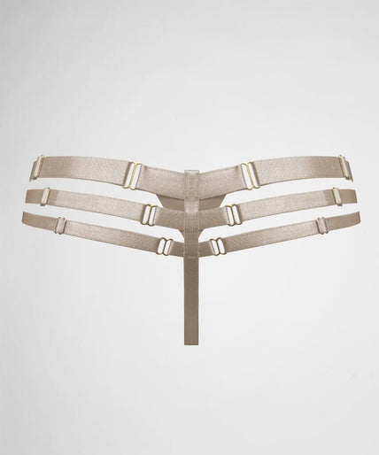 Bordelle Art Deco Multi Strap Thong - Caramel Bordelle Art Deco Multi Strap Thong Caramel - Pleasurements