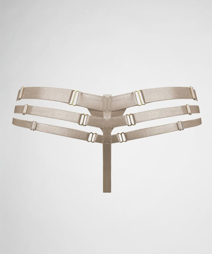 Bordelle Art Deco Multi Strap Thong Caramel - Pleasurements
