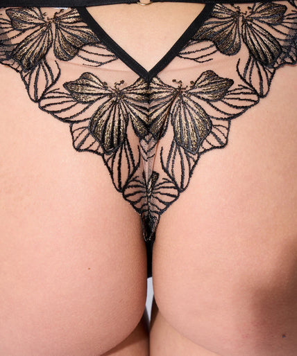 Atelier Amour Fleur Défendue Tanga - Zwart