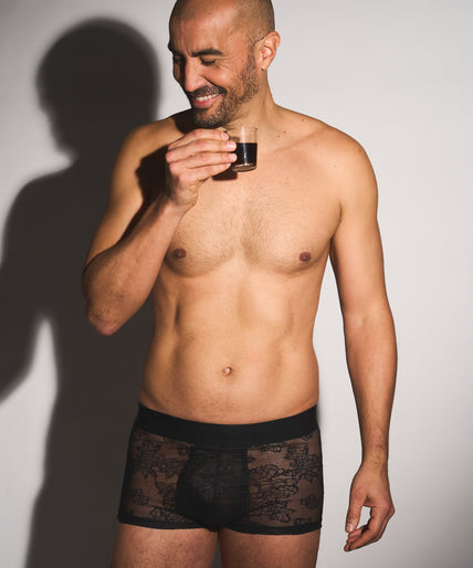 Atelier Amour – Herenboxershort met kant in zwart