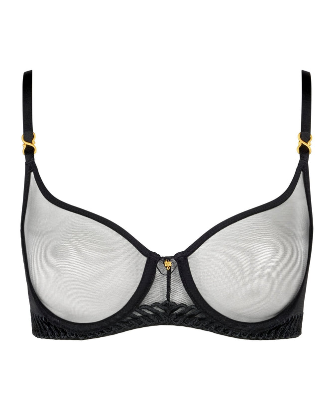 Aubade Sheer Emotion Half Cup Bra Black - Pleasurements