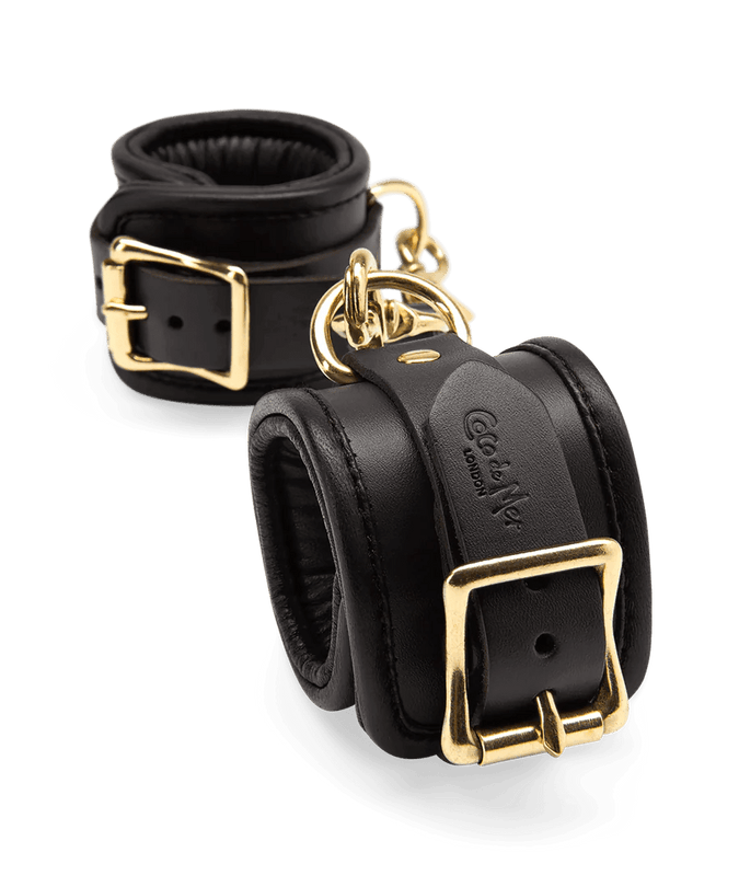 Coco de Mer Black Leather Wrist Cuffs - Pleasurements