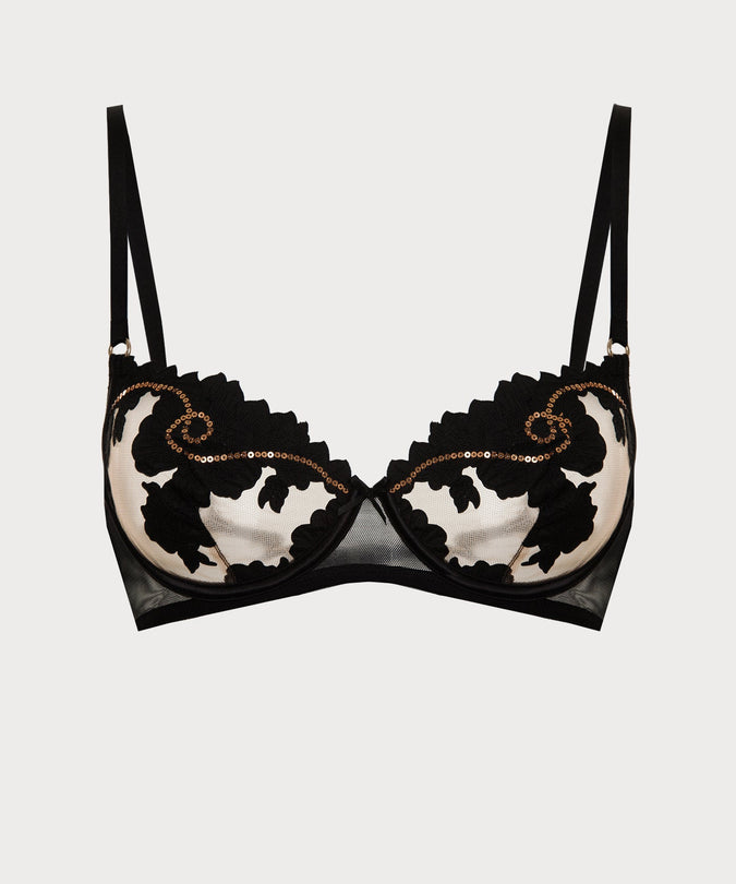 Shikkosa Misthys Underwire bra in Black & Gold - Pleasurements
