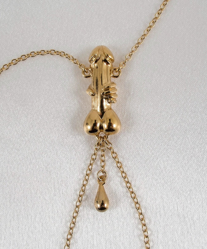 Sylvie Monthulé Breast Necklace Penis Sculpture Design Gold - Pleasurements