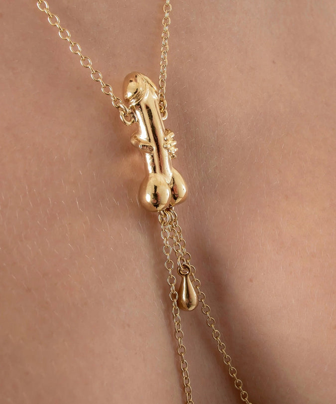 Sylvie Monthulé Breast Necklace Penis Sculpture Design Gold - Pleasurements
