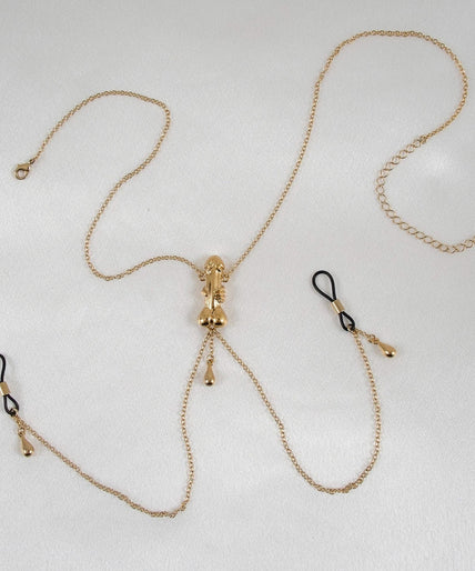 Sylvie Monthulé Breast Necklace Penis Sculpture Design Gold - Pleasurements